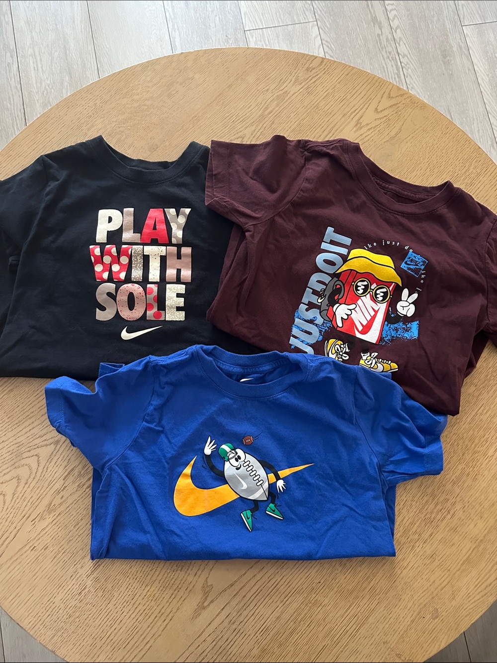 Nike Kids Blue, Black & Maroon Graphic Tees - Play & Sport Designs size M